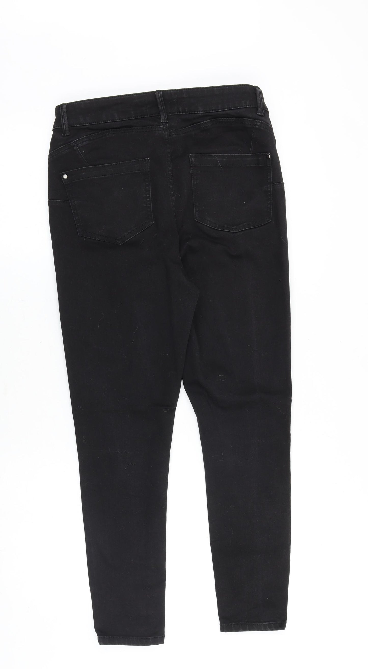 Nutmeg Womens Black Cotton Skinny Jeans Size 12 Regular Zip