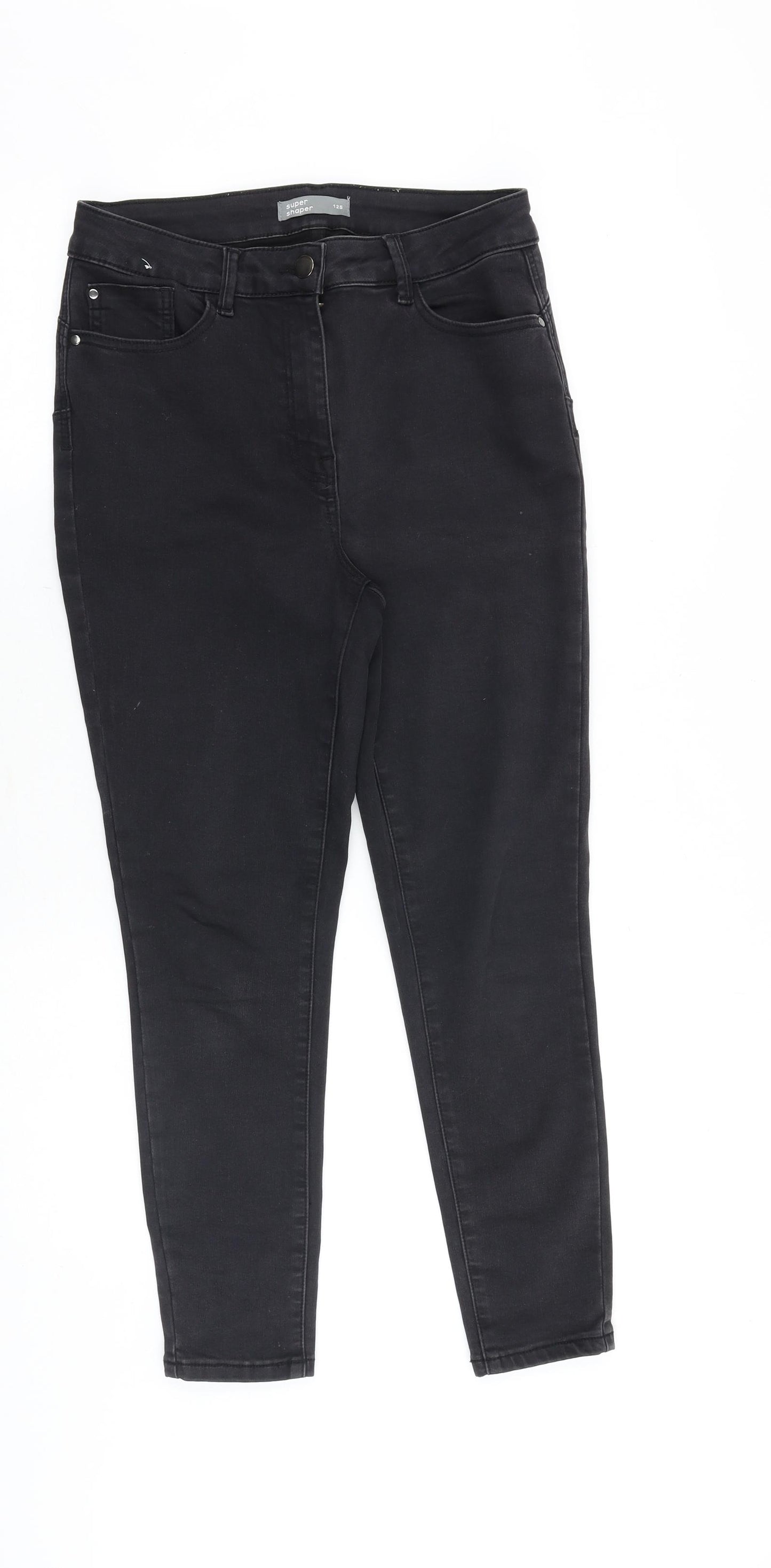 Nutmeg Womens Black Cotton Skinny Jeans Size 12 Regular Zip