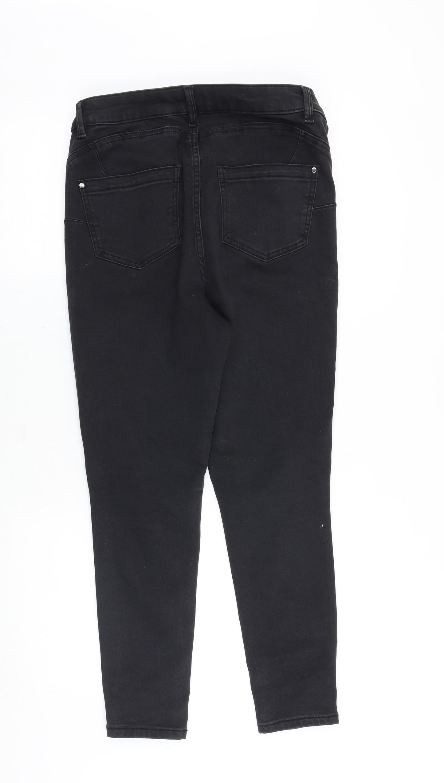 Nutmeg Womens Black Cotton Skinny Jeans Size 12 Regular Zip