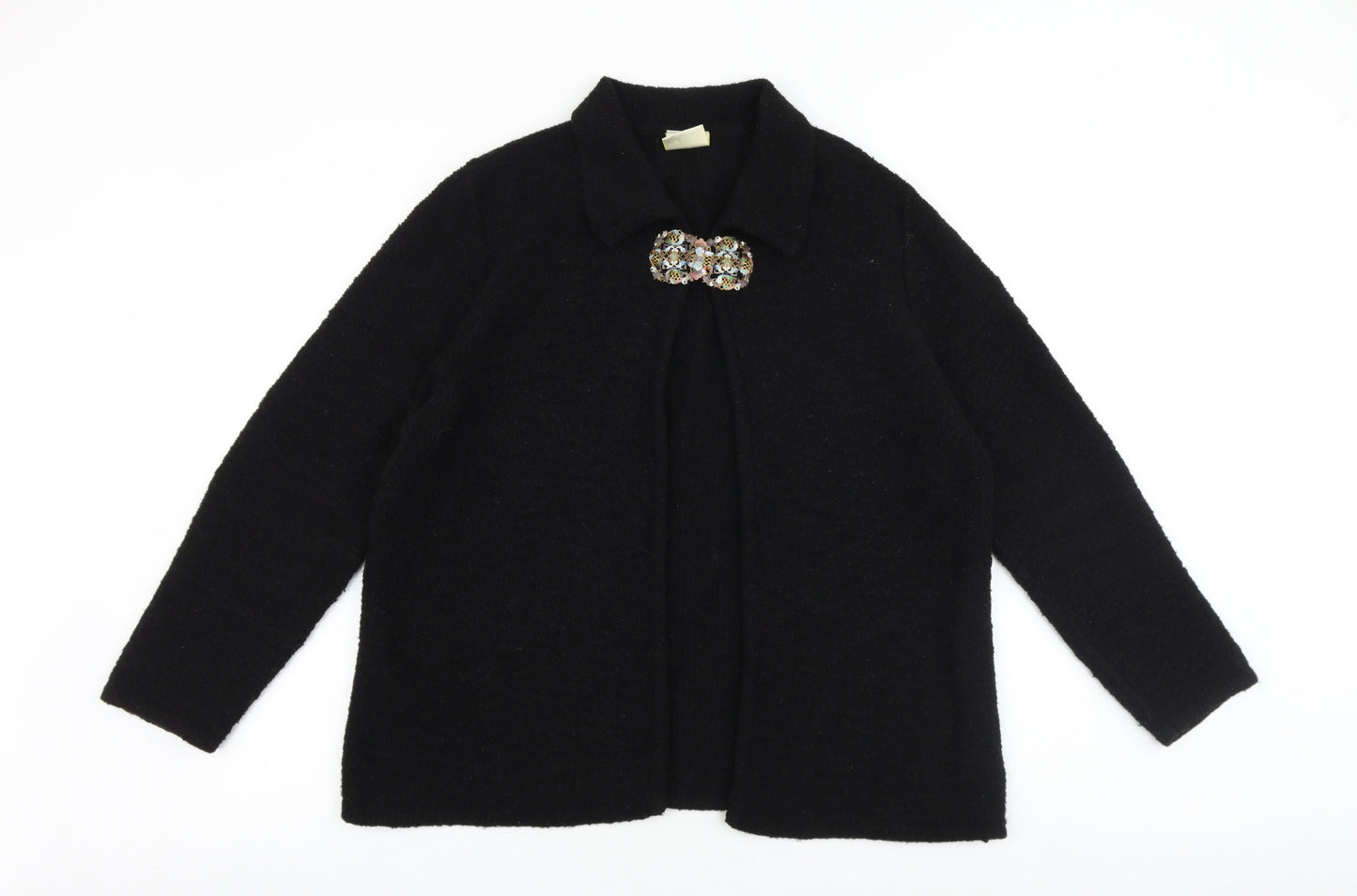 Eastex Womens Black Collared Acrylic Cardigan Jumper Size L