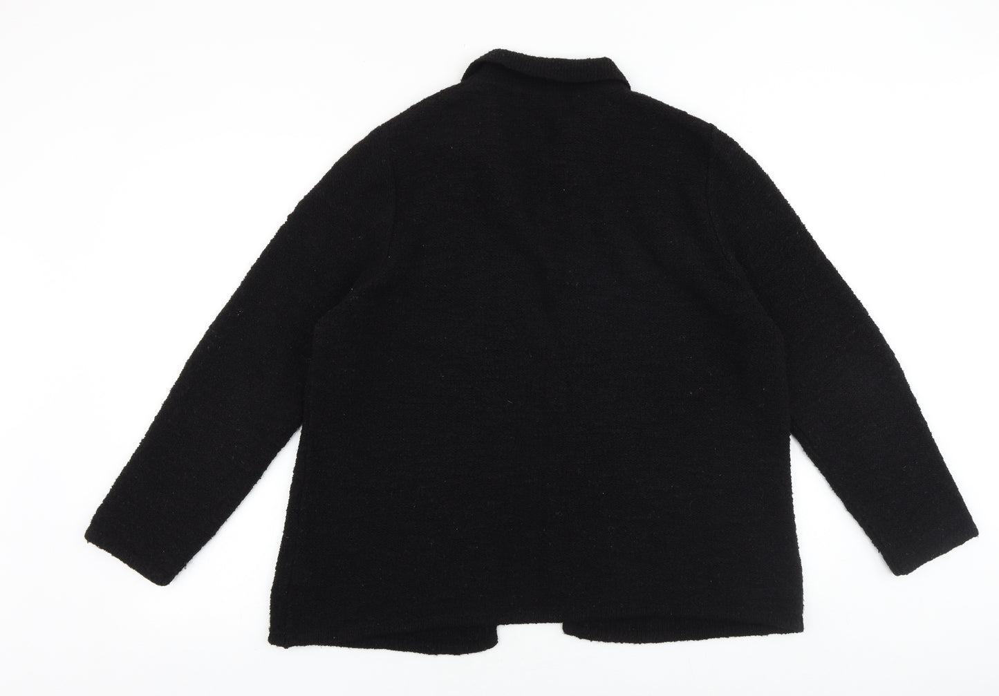 Eastex Womens Black Collared Acrylic Cardigan Jumper Size L