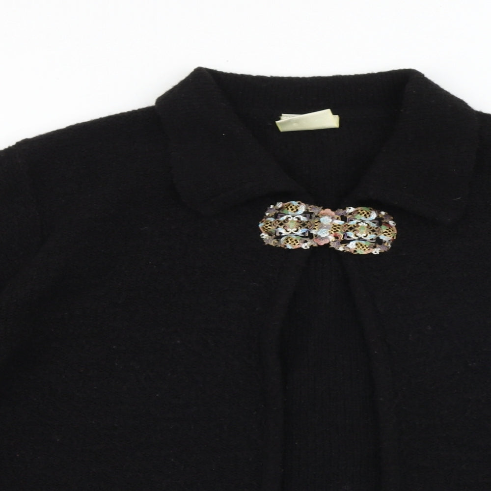 Eastex Womens Black Collared Acrylic Cardigan Jumper Size L