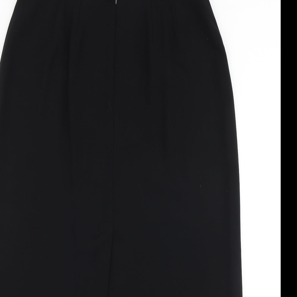 Laura Ashley Womens Black Polyester A-Line Skirt Size 16 Zip