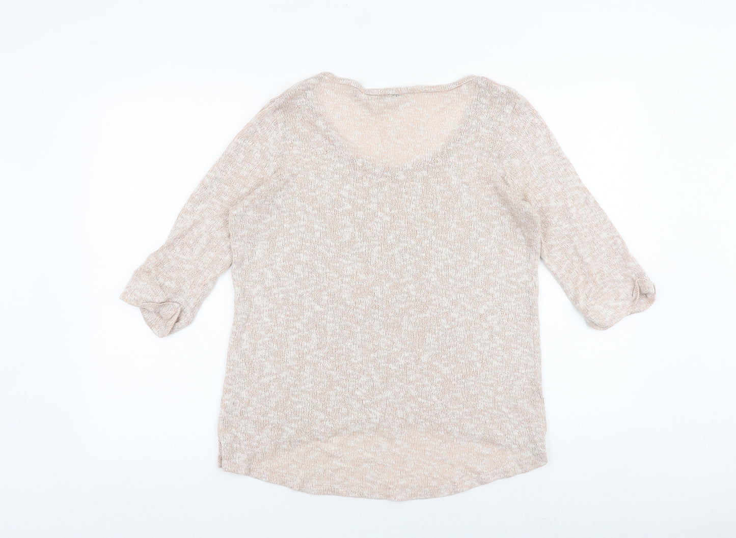 New Look Womens Beige Scoop Neck Polyester Pullover Jumper Size 14