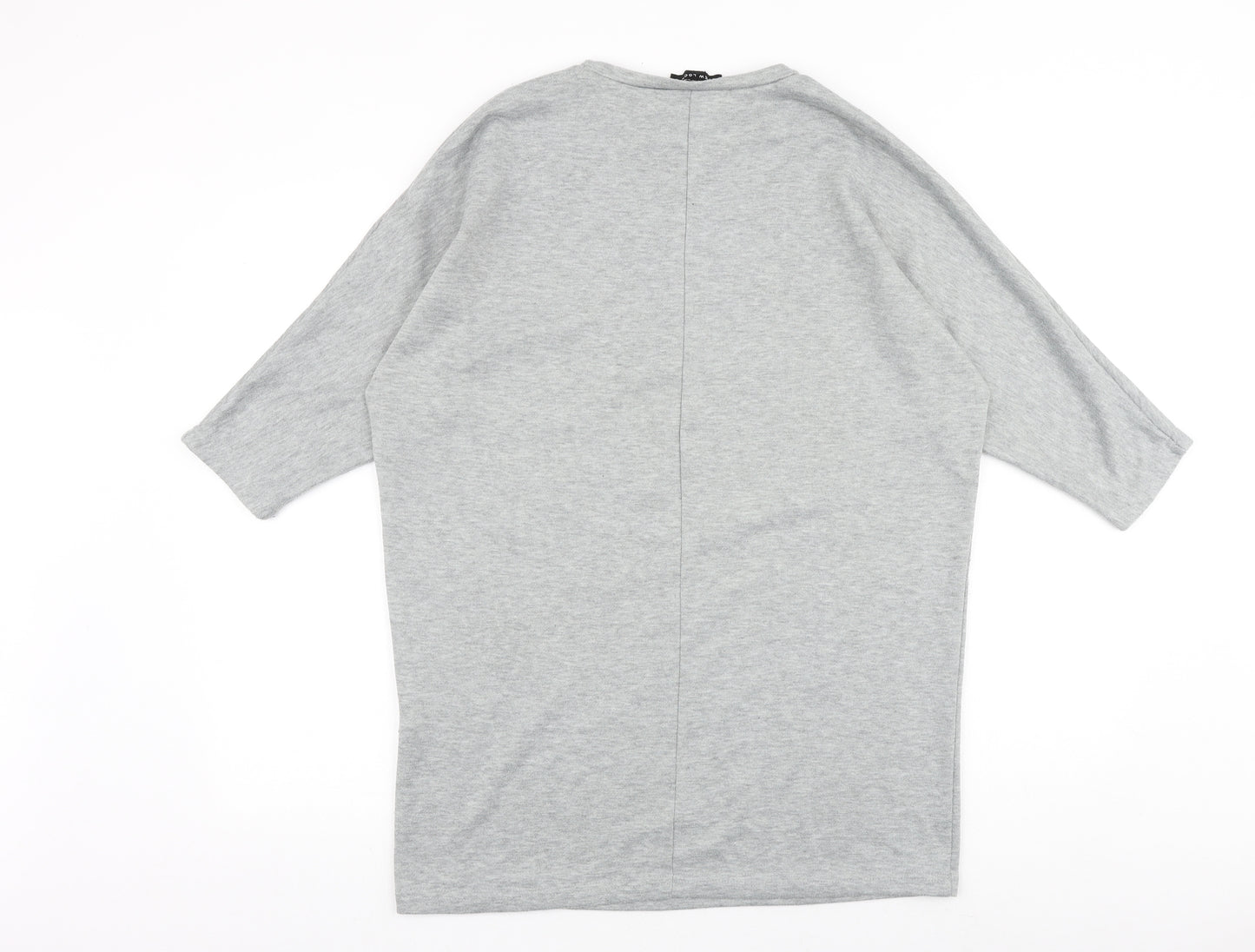New Look Womens Grey Polyester Basic T-Shirt Size 10 Round Neck - Floral Detail