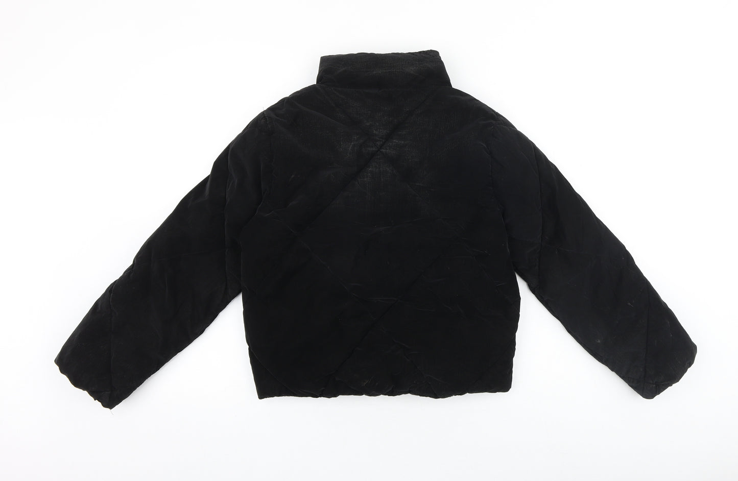 Primark Girls Black Quilted Jacket Size 10-11 Years Zip