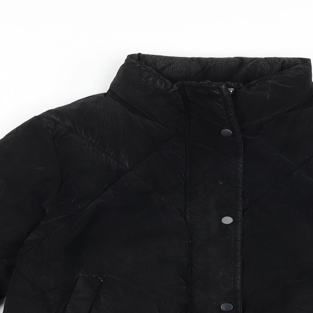 Primark Girls Black Quilted Jacket Size 10-11 Years Zip