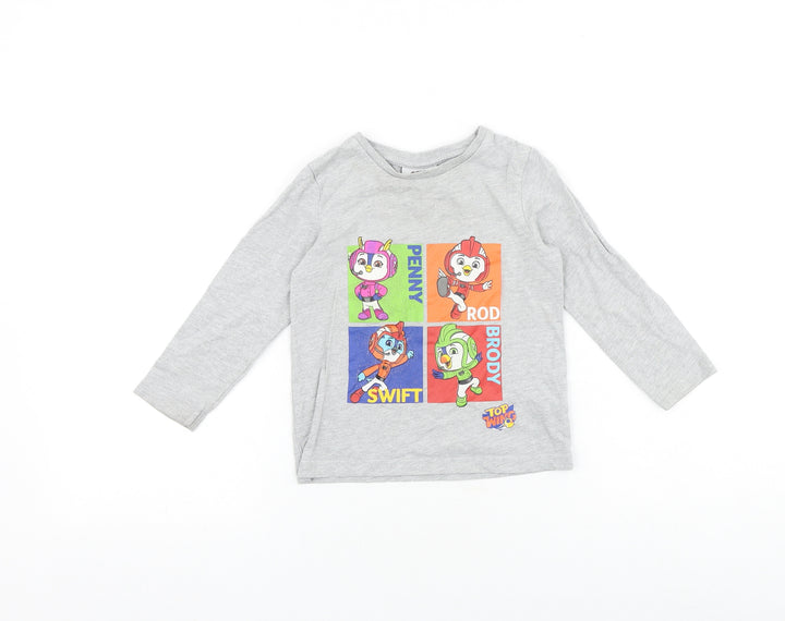 TU Baby Grey Cotton Pullover T-Shirt Size 18-24 Months Boat Neck Pullover