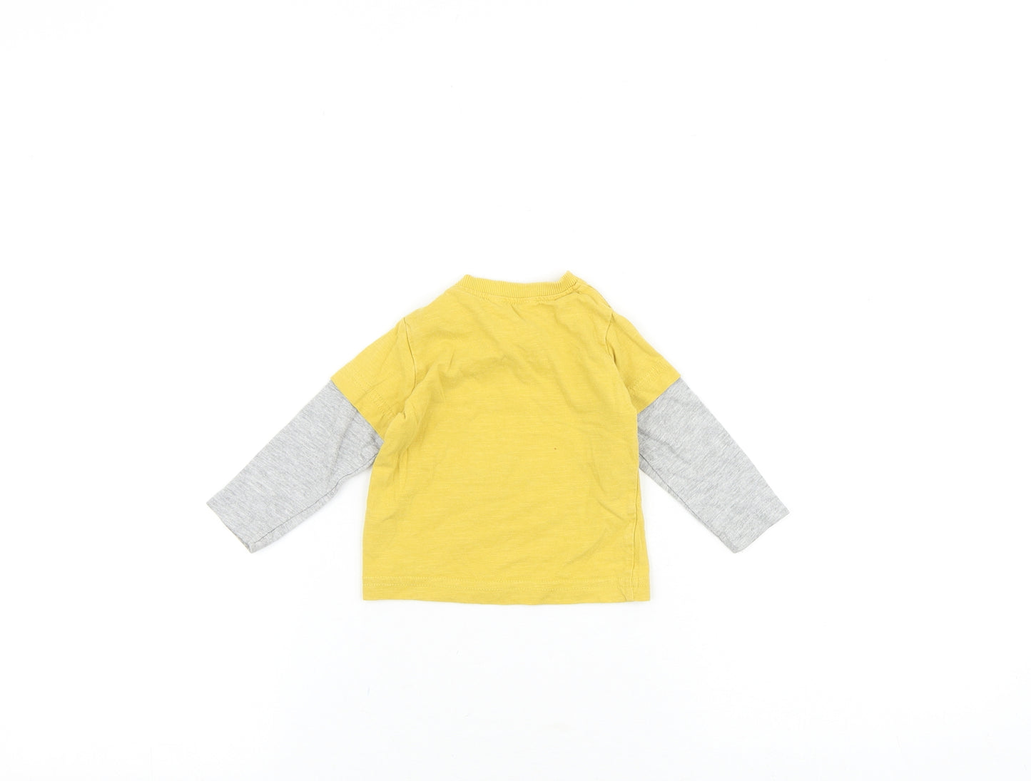 M&Co Baby Yellow Cotton Pullover T-Shirt Size 3-6 Months Round Neck Pullover