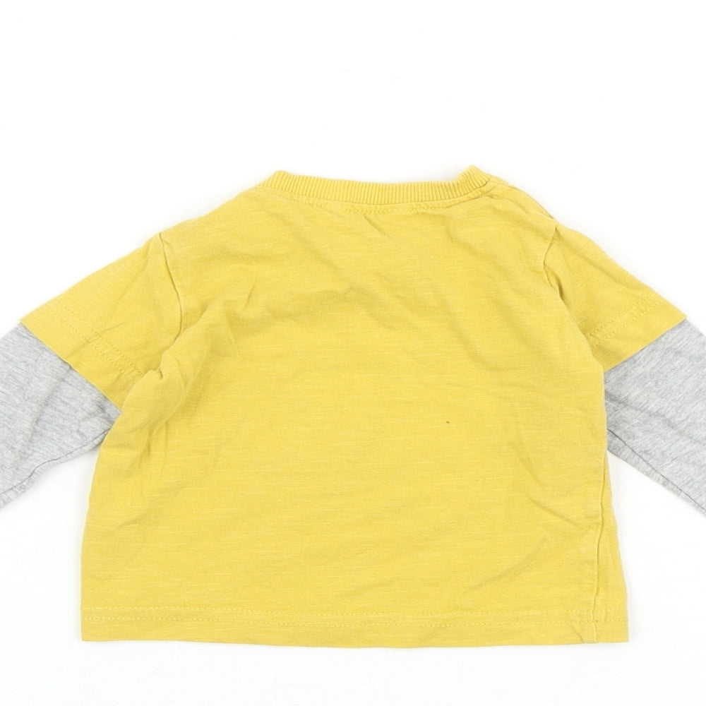 M&Co Baby Yellow Cotton Pullover T-Shirt Size 3-6 Months Round Neck Pullover