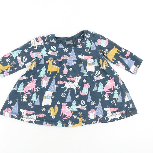 NEXT Baby Blue Geometric 100% Cotton Pullover T-Shirt Size 3-6 Months Round Neck Pullover - Cute Animals Print