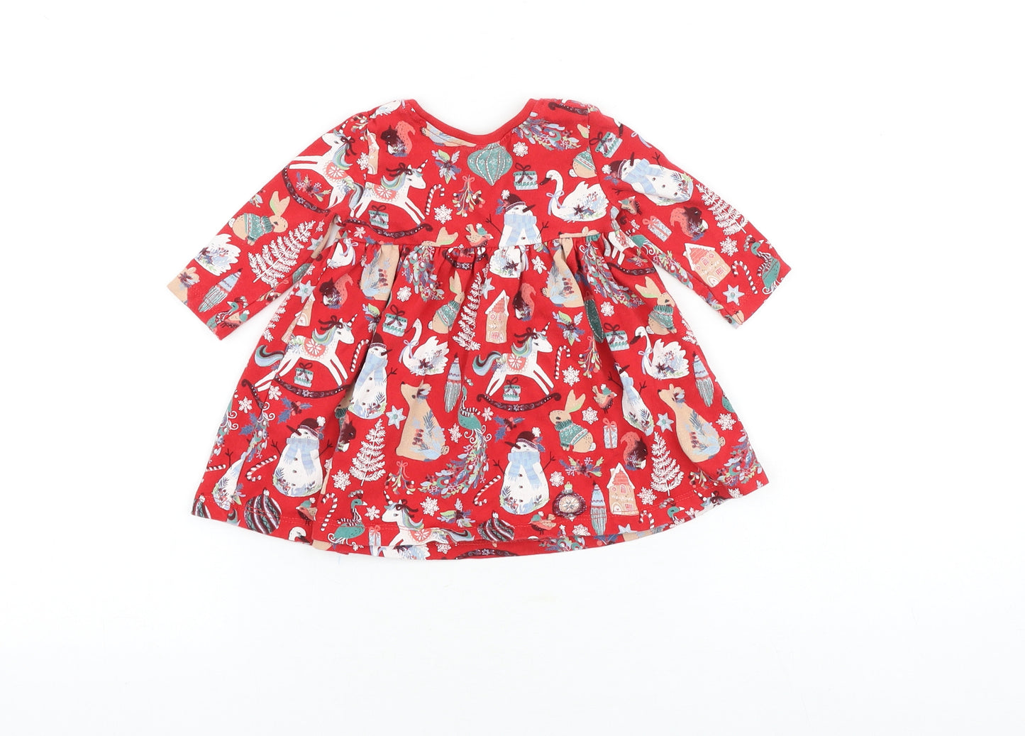 NEXT Baby Red Geometric 100% Cotton Basic T-Shirt Size 3-6 Months Round Neck Pullover