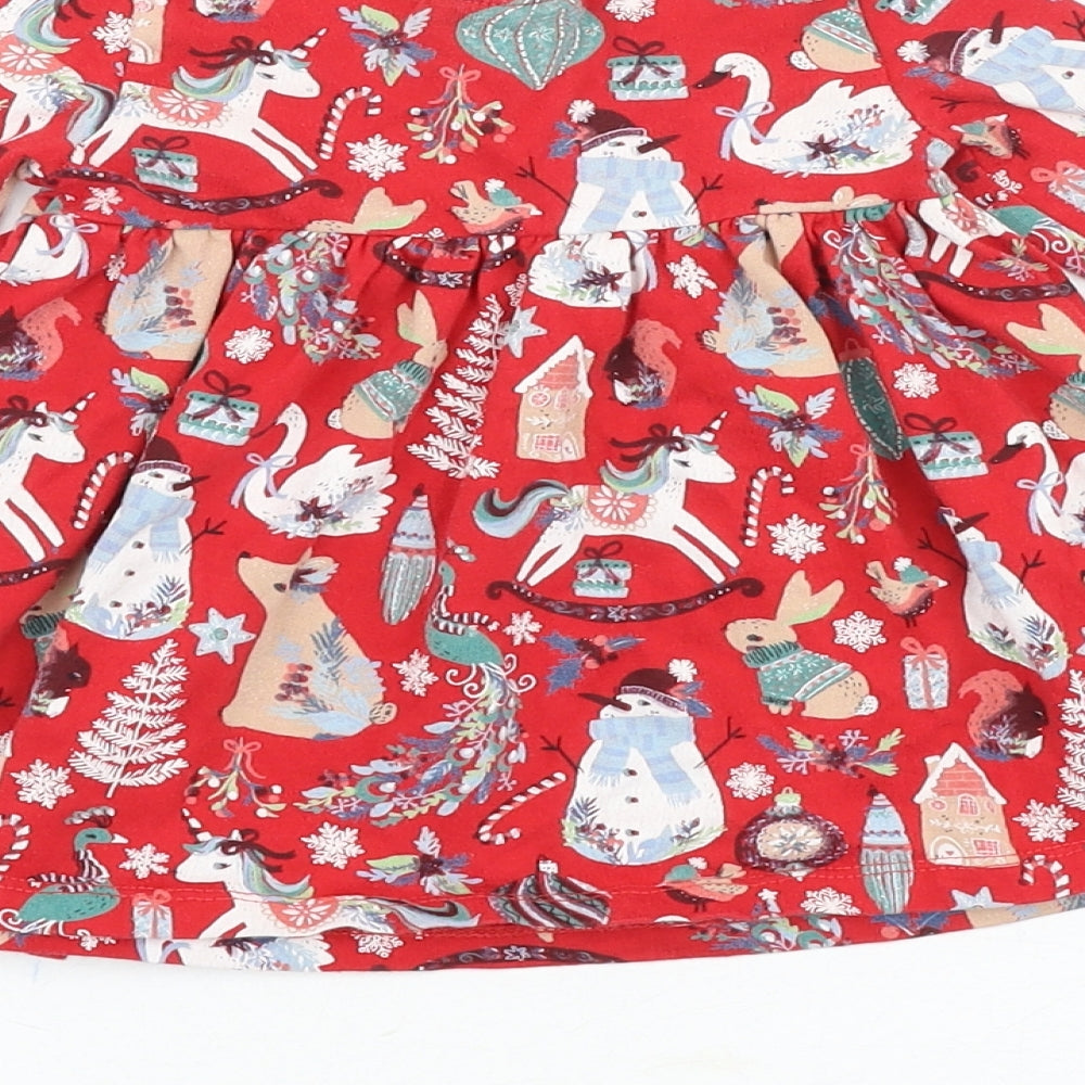 NEXT Baby Red Geometric 100% Cotton Basic T-Shirt Size 3-6 Months Round Neck Pullover