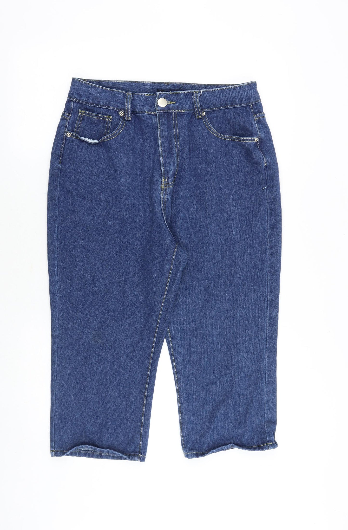 Boohoo Womens Blue Cotton Skimmer Shorts Size 14 Regular Zip