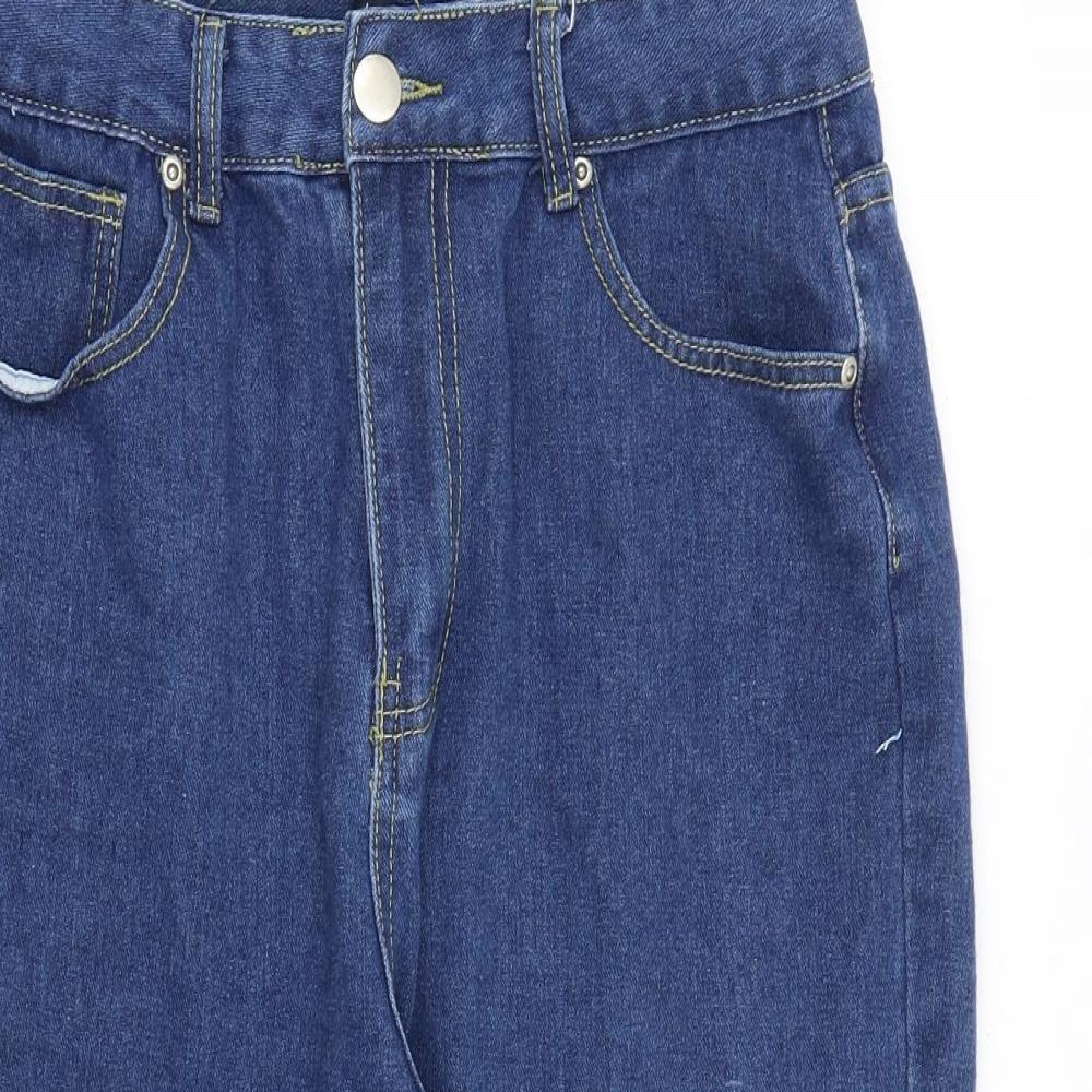 Boohoo Womens Blue Cotton Skimmer Shorts Size 14 Regular Zip