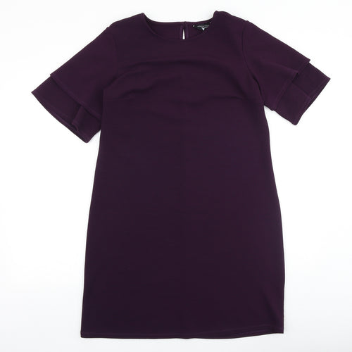 Dorothy Perkins Womens Purple Polyester A-Line Size 12 Round Neck Button
