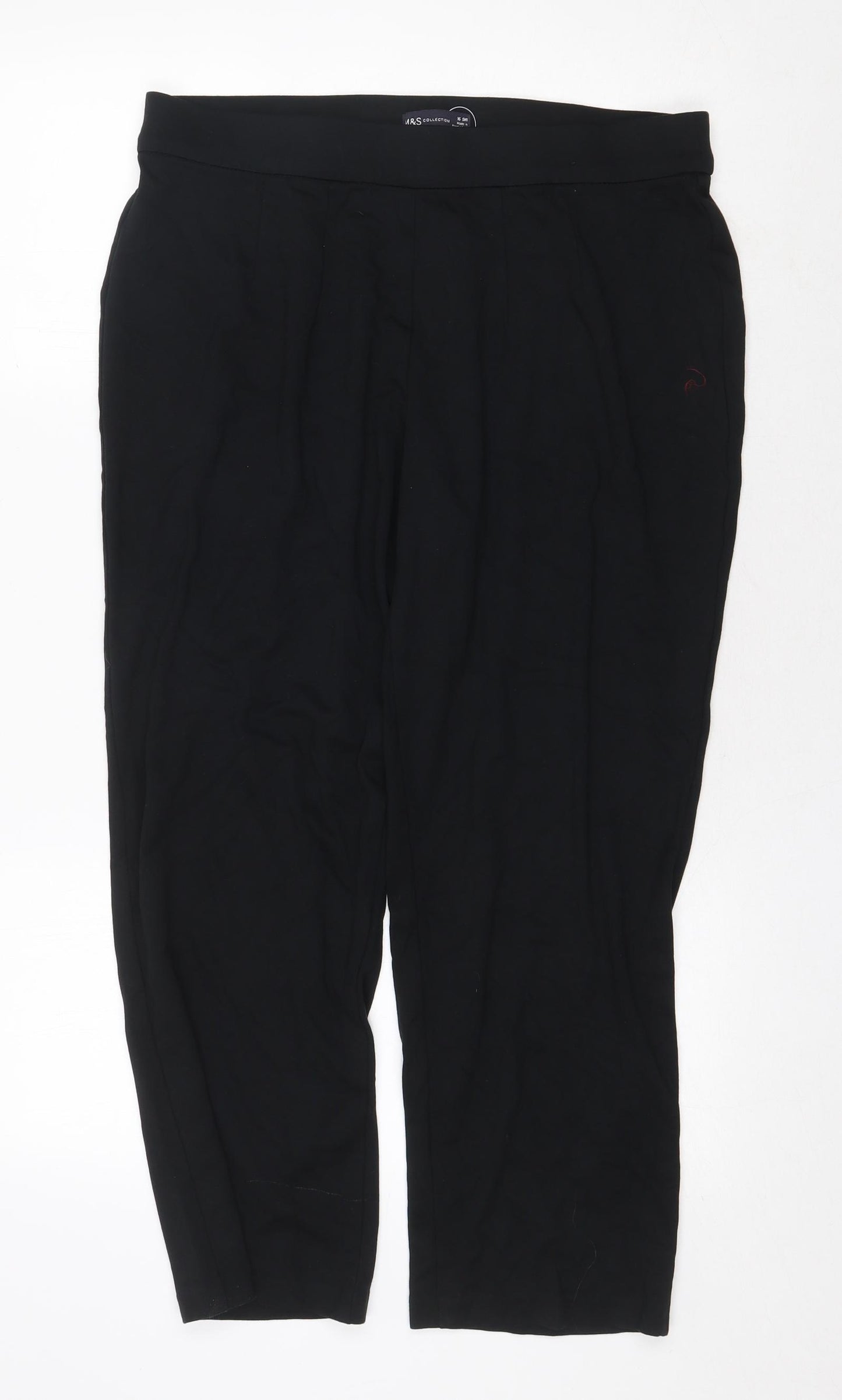 Marks and Spencer Womens Black Viscose Trousers Size 16 Regular