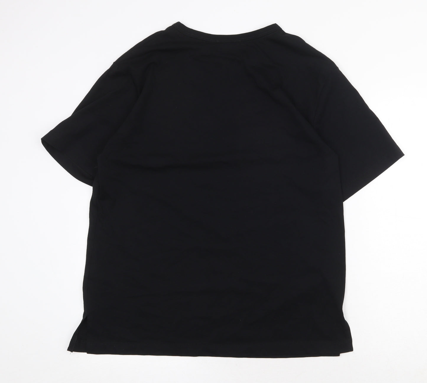 Marks and Spencer Womens Black 100% Cotton Basic T-Shirt Size 10 Round Neck