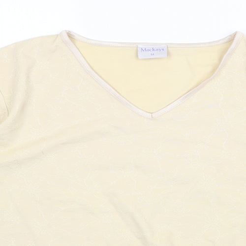 Mackays Womens Yellow V-Neck Polyester Pullover Jumper Size 14