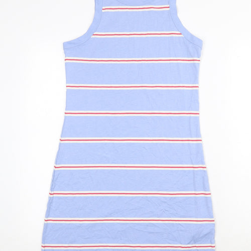 Marks and Spencer Womens Blue Striped Cotton Bodycon Size S Round Neck Pullover