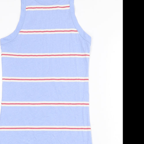 Marks and Spencer Womens Blue Striped Cotton Bodycon Size S Round Neck Pullover