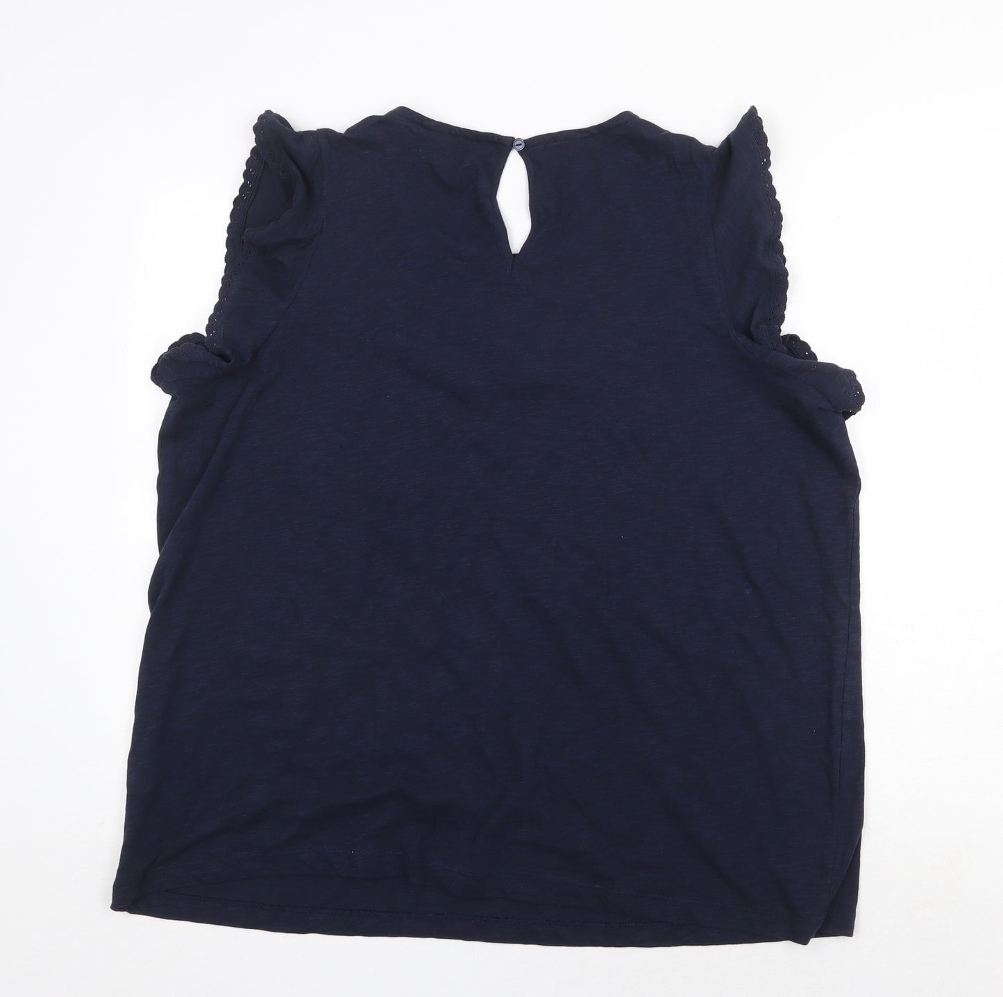 Marks and Spencer Womens Blue Cotton Basic T-Shirt Size 20 Round Neck