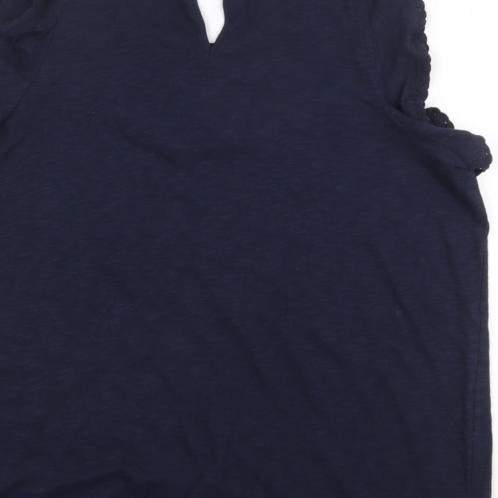 Marks and Spencer Womens Blue Cotton Basic T-Shirt Size 20 Round Neck