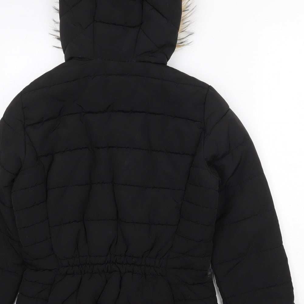 H&M Womens Black Puffer Jacket Jacket Size 8 Zip