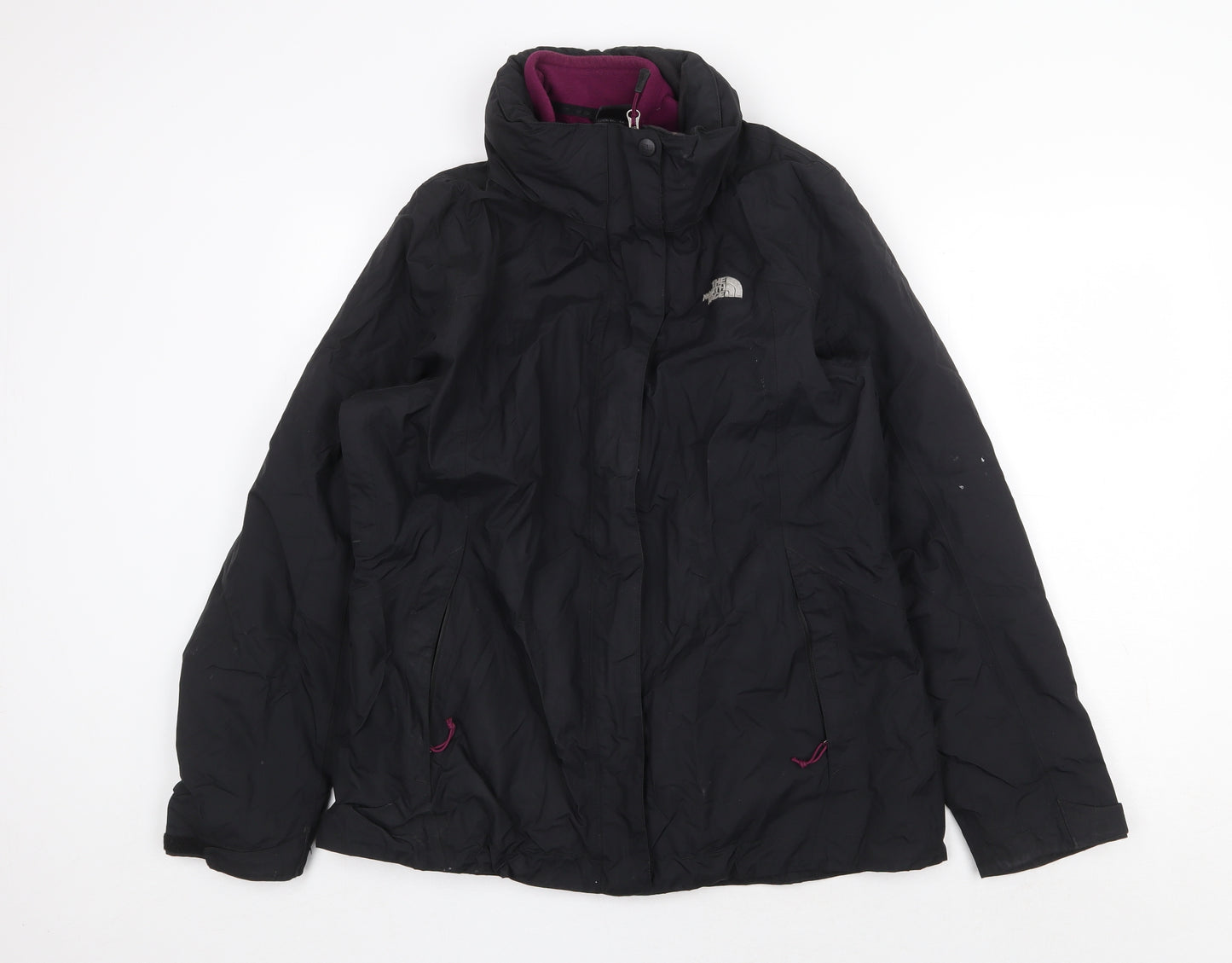 The North Face Womens Black Rain Coat Coat Size L Zip