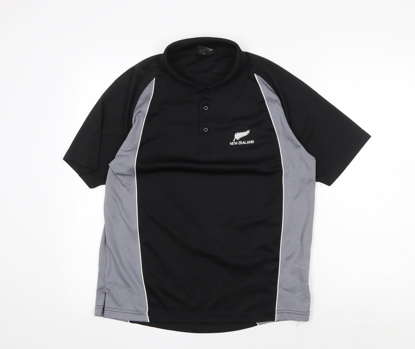 Super Shirts Mens Black Polyester Polo Size S Collared Button - New Zealand