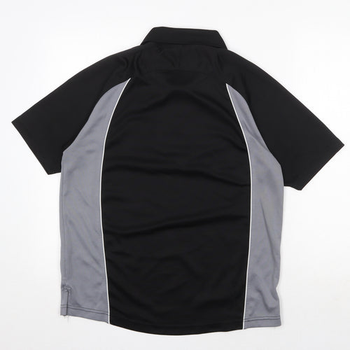 Super Shirts Mens Black Polyester Polo Size S Collared Button - New Zealand