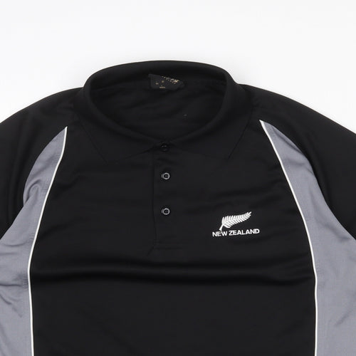 Super Shirts Mens Black Polyester Polo Size S Collared Button - New Zealand