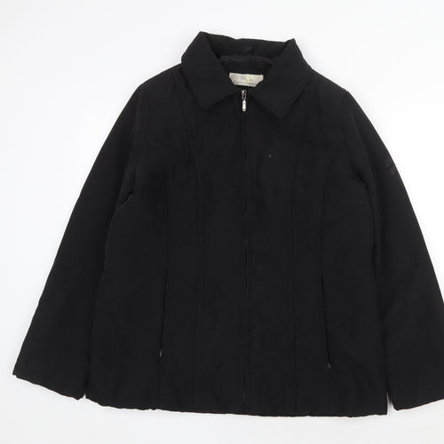 BHS Womens Black Overcoat Coat Size 14 Zip