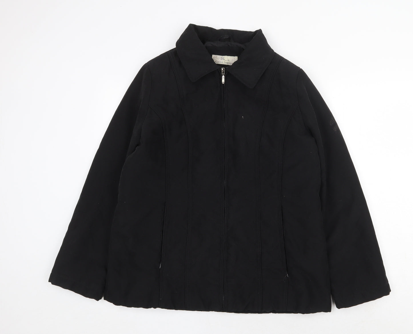 BHS Womens Black Overcoat Coat Size 14 Zip