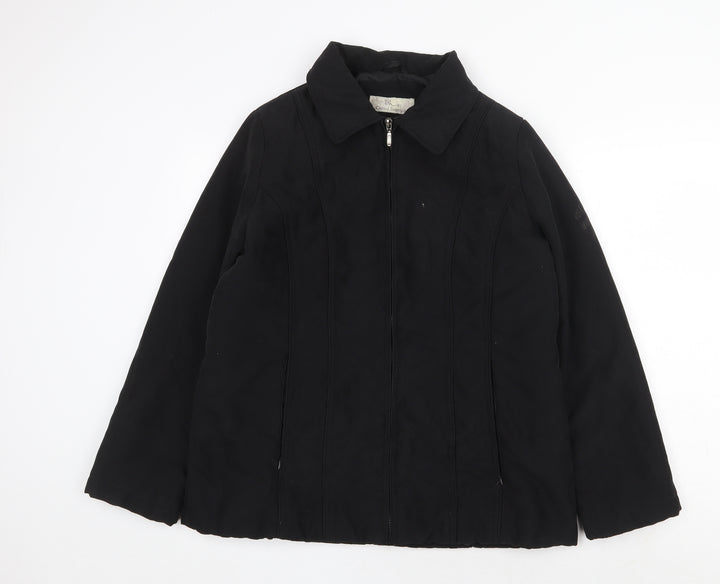 BHS Womens Black Overcoat Coat Size 14 Zip