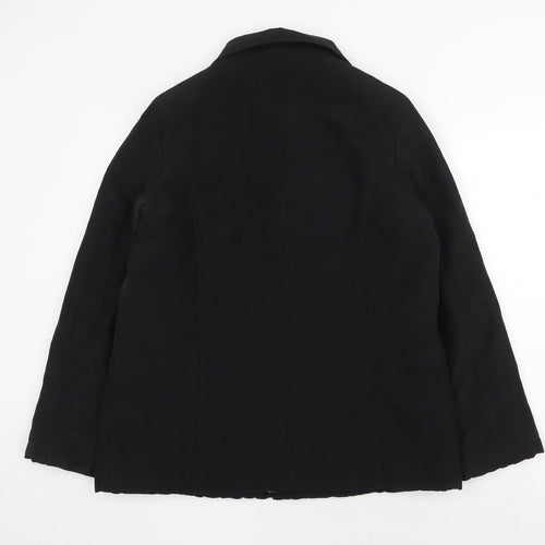 BHS Womens Black Overcoat Coat Size 14 Zip