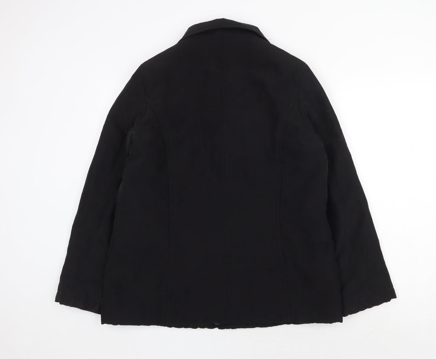 BHS Womens Black Overcoat Coat Size 14 Zip