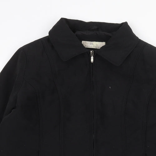BHS Womens Black Overcoat Coat Size 14 Zip