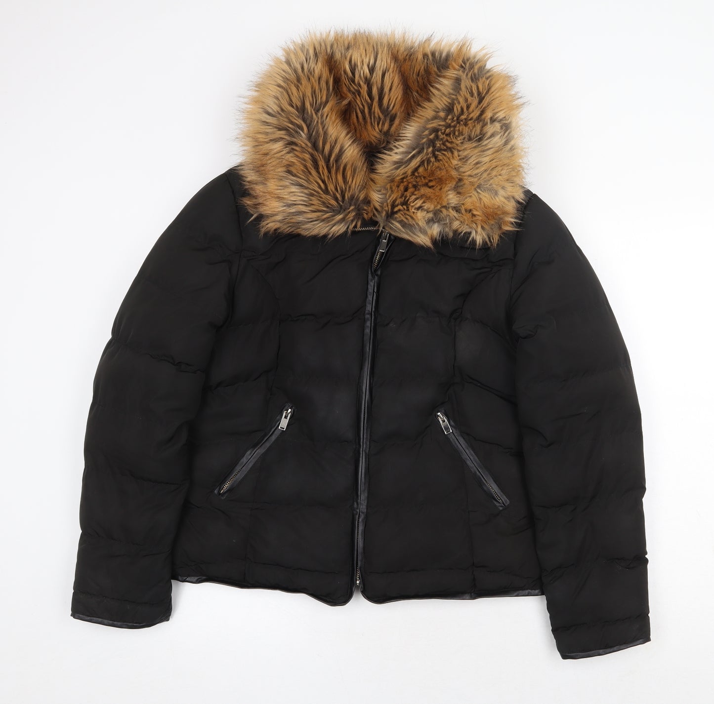 Parisian Womens Black Puffer Jacket Coat Size 12 Zip