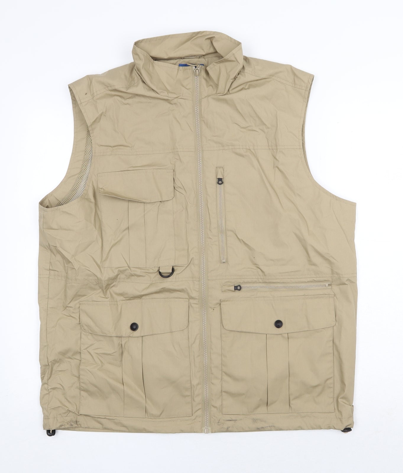 Cotton Traders Mens Beige Gilet Waistcoat Size L Zip