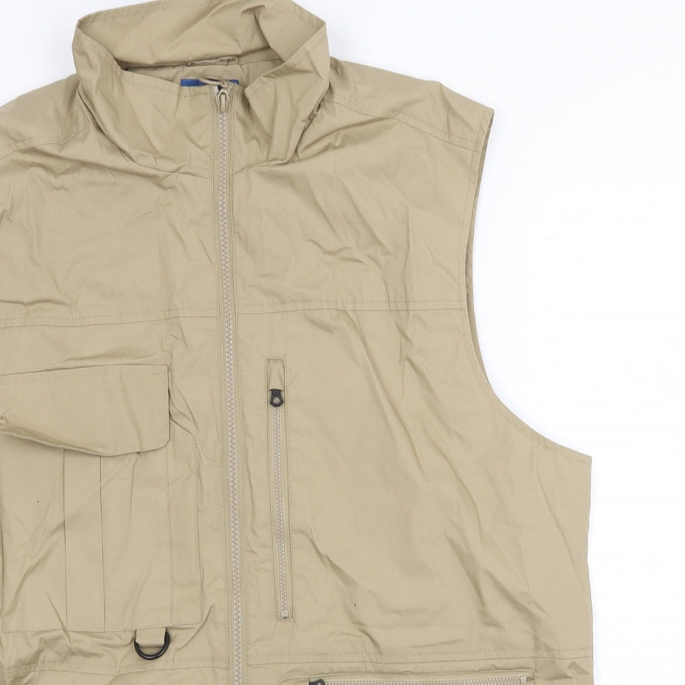 Cotton Traders Mens Beige Gilet Waistcoat Size L Zip