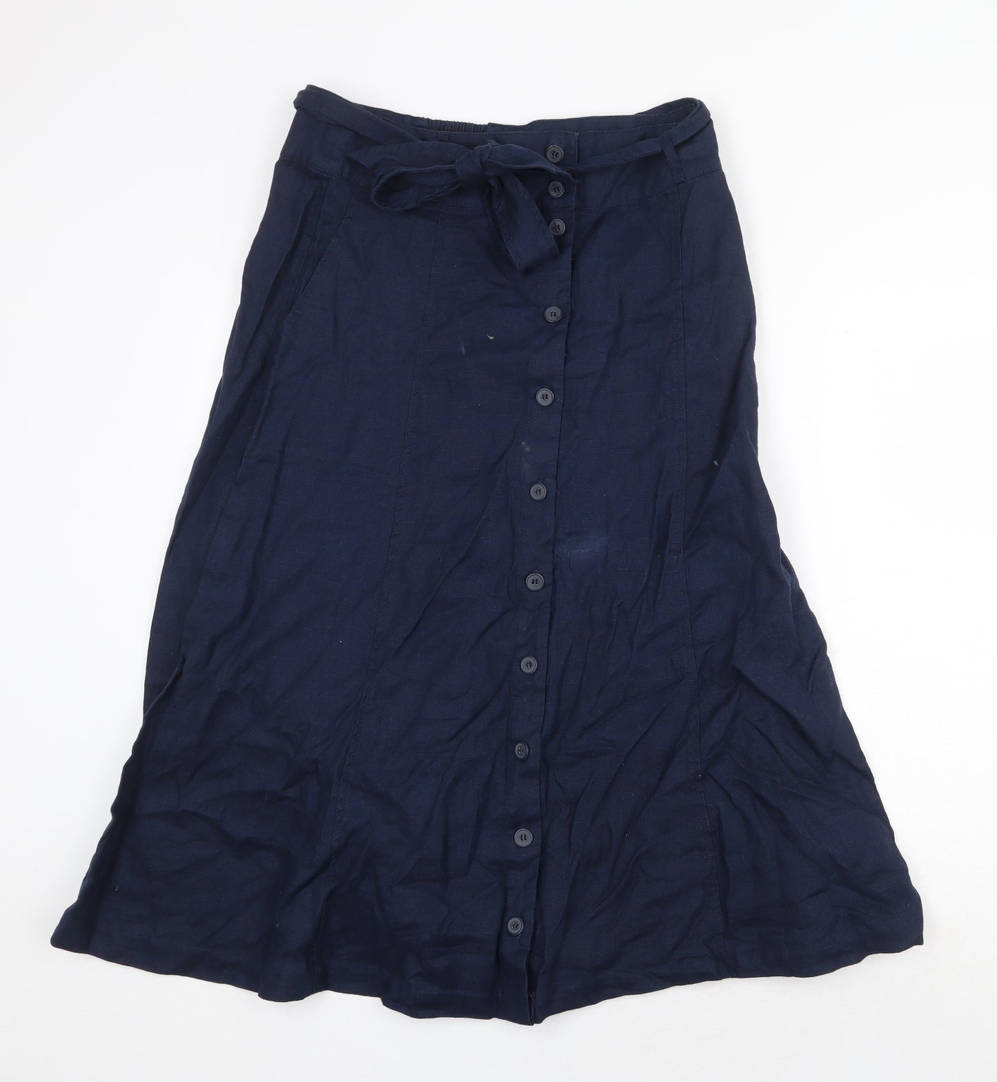 Monsoon Womens Blue Linen Peasant Skirt Size 12 Button