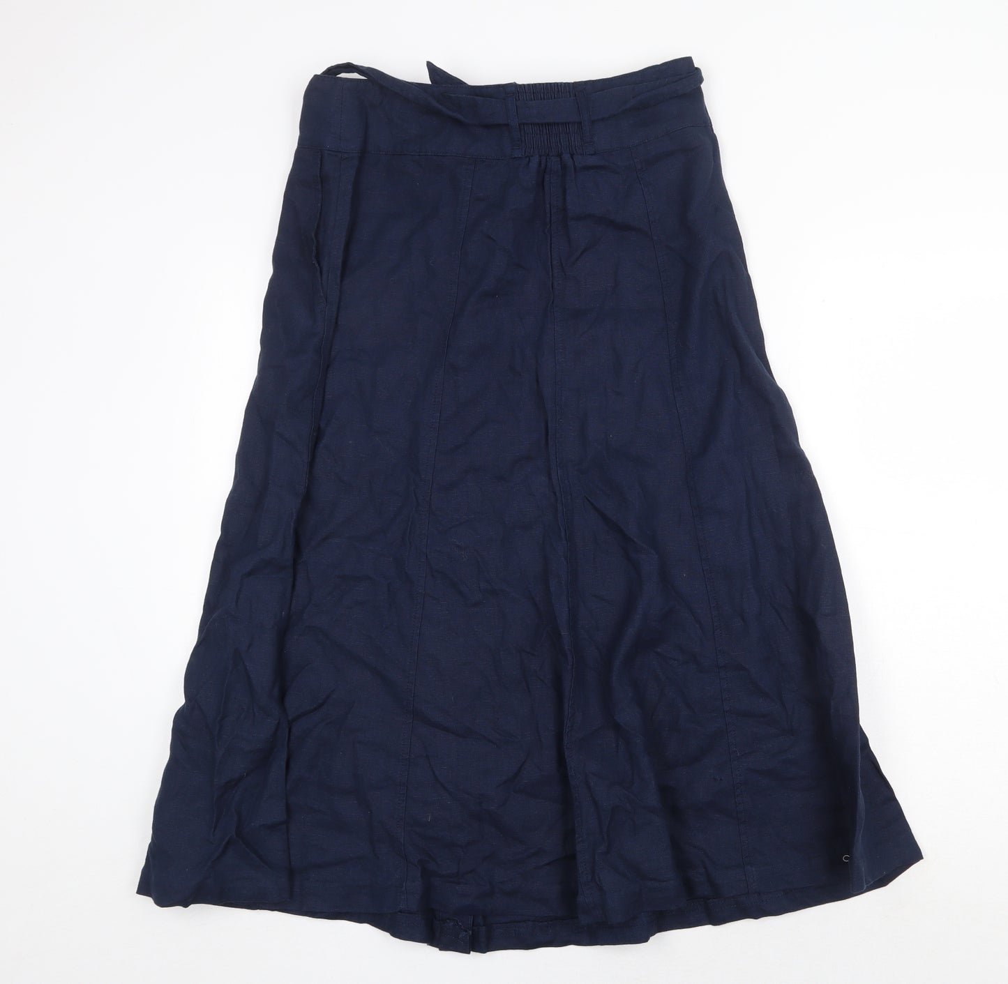 Monsoon Womens Blue Linen Peasant Skirt Size 12 Button