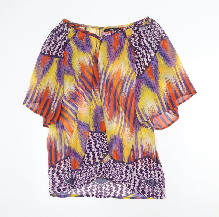 Atmosphere Womens Multicoloured Geometric Polyester A-Line Size 12 V-Neck Pullover