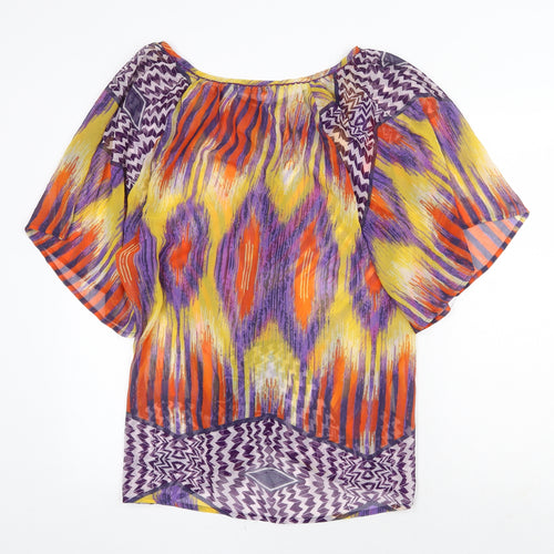 Atmosphere Womens Multicoloured Geometric Polyester A-Line Size 12 V-Neck Pullover