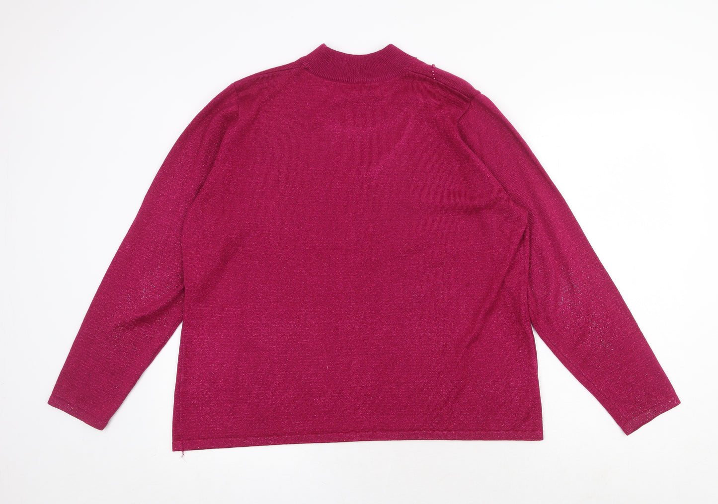 Bonmarché Womens Pink Mock Neck Acrylic Pullover Jumper Size L