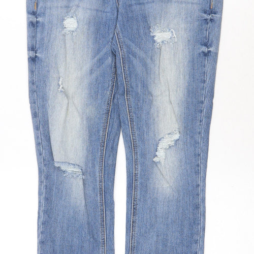 Dollhouse Womens Blue Cotton Straight Jeans Size S Regular Zip