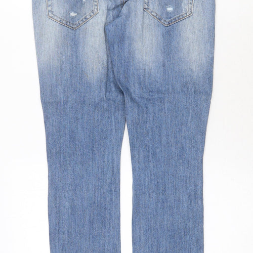 Dollhouse Womens Blue Cotton Straight Jeans Size S Regular Zip