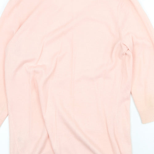 New York & Conpany Womens Pink Round Neck Geometric Acrylic Pullover Jumper Size L