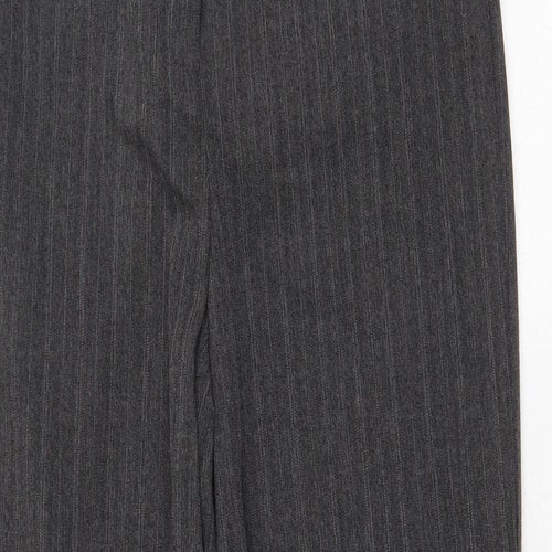 Marks and Spencer Womens Grey Striped Polyester Trousers Size 10 Regular